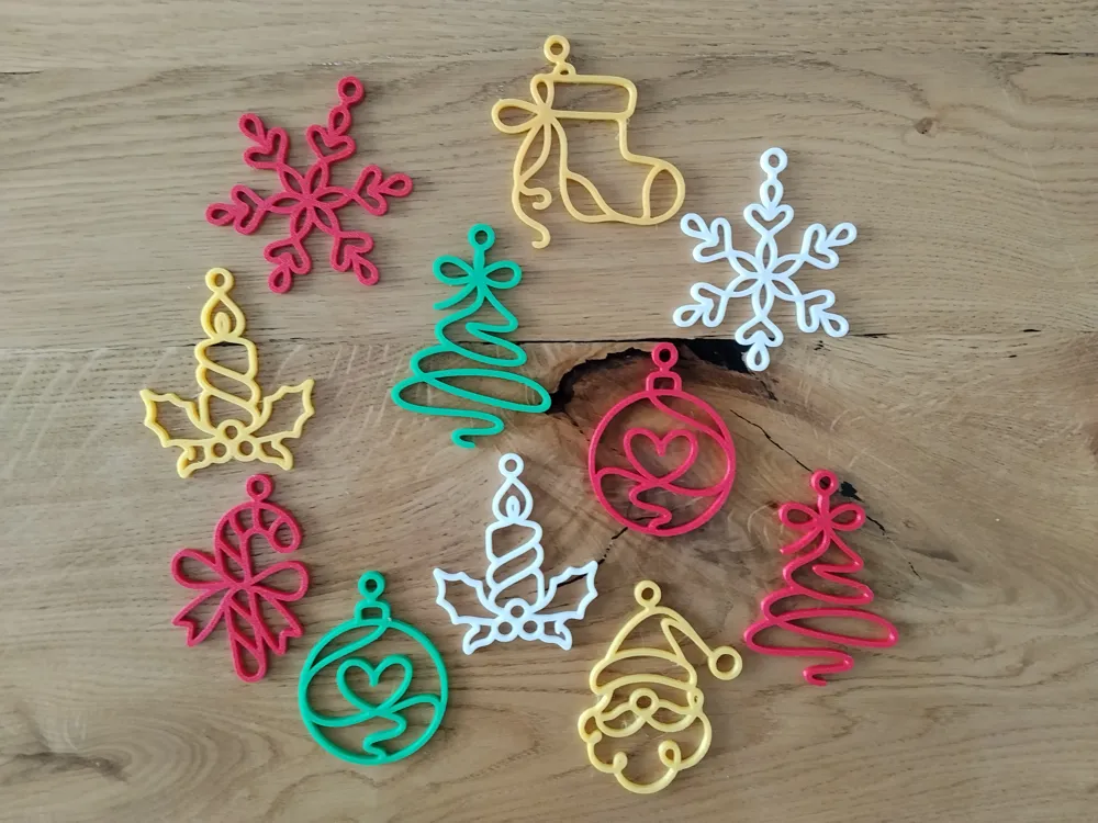Enfeites de natal linha arte 3D espaçados
